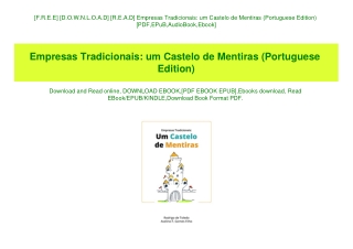 [F.R.E.E] [D.O.W.N.L.O.A.D] [R.E.A.D] Empresas Tradicionais um Castelo de Mentiras (Portuguese Edition) [PDF EPuB AudioB