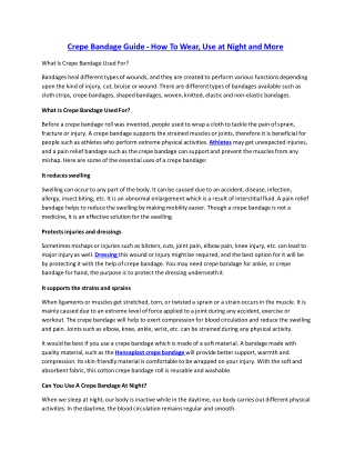 Crepe Bandage Guide - How To Wear, Use at Night and More