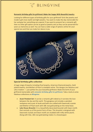 Romantic birthday gifts for girlfriend: Make Her happy With Beautiful Jewelry