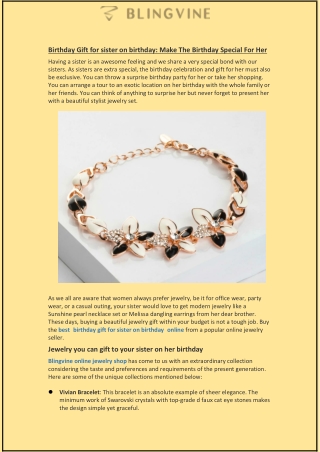 Birthday Gift for sister on birthday: Make The Birthday Special For Her