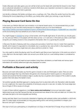 Interested in Playing Baccarat Online? Here are some pointers to consider before