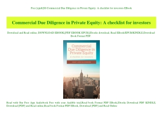 Free [epub]$$ Commercial Due Diligence in Private Equity A checklist for investors EBook