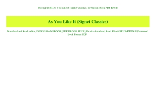 Free [epub]$$ As You Like It (Signet Classics) download ebook PDF EPUB