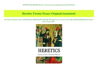 DOWNLOAD EBOOK Heretics Twenty Essays Original(Annotated) Full Book