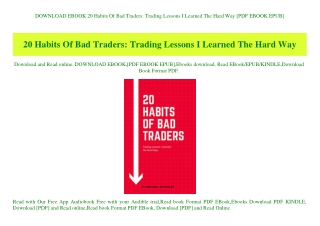 DOWNLOAD EBOOK 20 Habits Of Bad Traders Trading Lessons I Learned The Hard Way [PDF EBOOK EPUB]