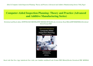 [Best!] Computer-Aided Inspection Planning Theory and Practice (Advanced and Additive Manufacturing Series) 'Full_Pages'