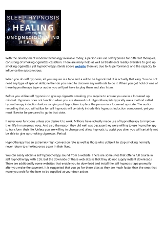 Self Hypnosis to Quit Cigarette Smoking
