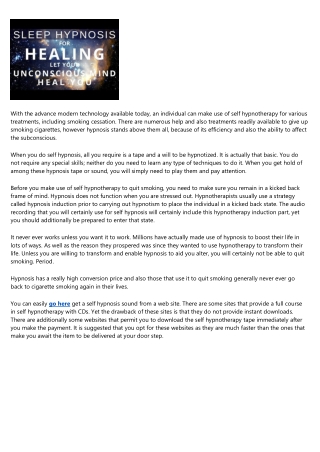 Self Hypnosis to Quit Smoking Cigarettes