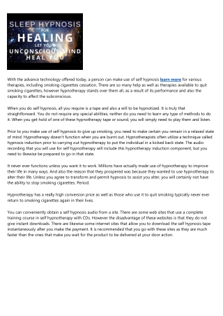 Self Hypnosis to Quit Cigarette Smoking