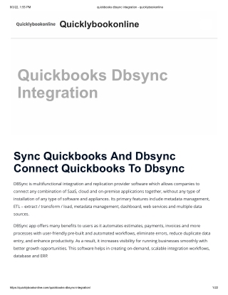 quickbooks dbsync integration - quicklybookonline