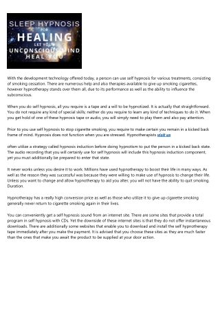 Self Hypnosis to Quit Smoking