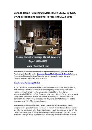 Canada Home Furnishings Market Research Report 2022-2026