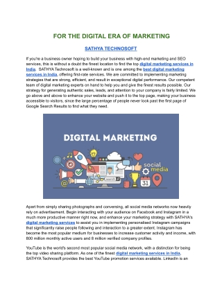 Digital Marketing Services in India _ Sathya Technosoft
