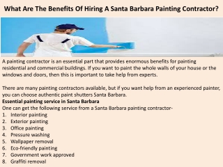 What Are The Benefits Of Hiring A Santa Barbara Painting Contractor?