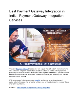 Best Payment Gateway Integration in India | Payment Gateway Integration Services
