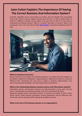 The Importance Of Having The Correct Business And Information System?- Jaian Cut