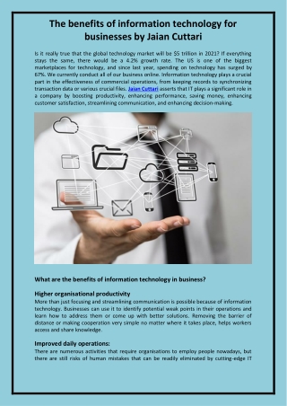 Jaian Cuttari discusses the advantages of information technology for businesses.