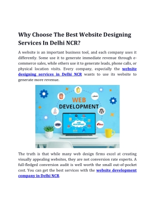 Why Choose The Best Website Designing Services In Delhi NCR