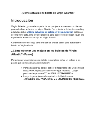 ¿Cómo actualizo mi boleto en Virgin Atlantic?
