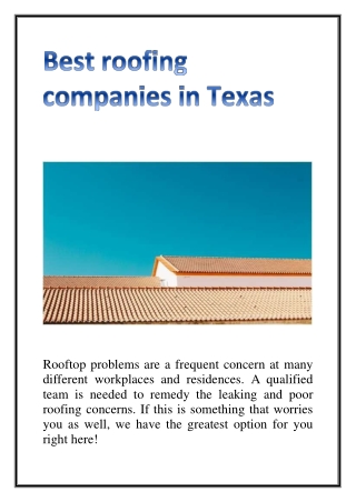 Best roofing companies in Texas