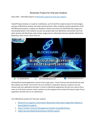 Blockchain Projects for Final year Students