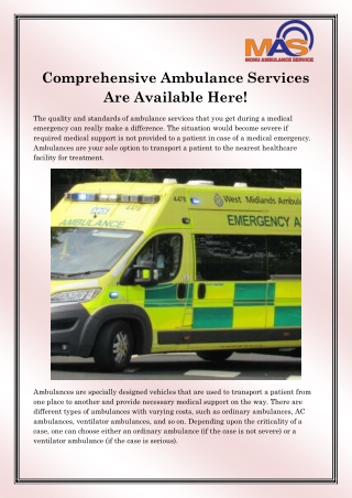 Top Ambulance Services in Lucknow