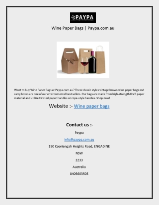 Wine Paper Bags  Paypa.com