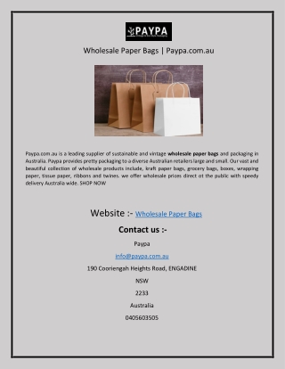 Wholesale Paper Bags  Paypa.com