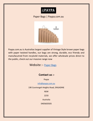 Paper Bags  Paypa.com