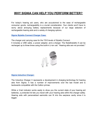 WHY SIGNIA CAN HELP YOU PERFORM BETTER_