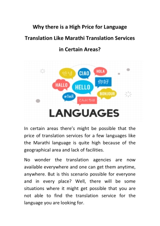 Why there is a high price for language translation like Marathi translation