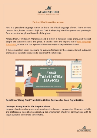 Farsi certified translation services