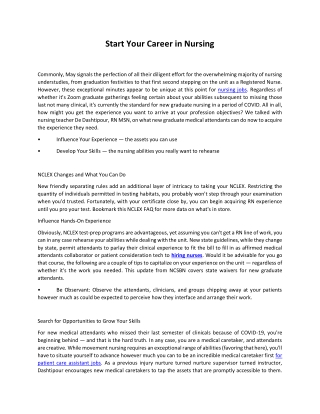 Start Your Career in Nursing
