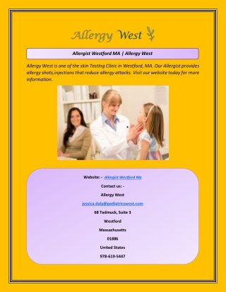 Allergist Westford MA  Allergy West