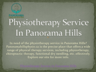 Physiotherapy Service In Panorama Hills | Panoramahillsphysio.ca