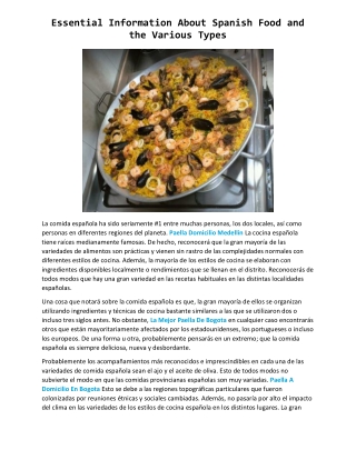 Essential Information About Spanish Food and the Various Types