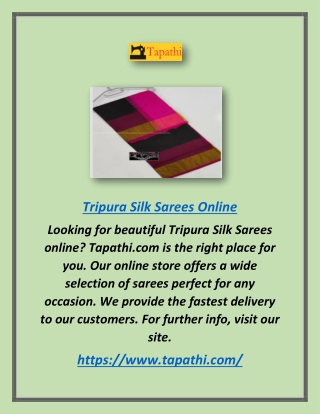 Tripura Silk Sarees Online | Tapathi.com