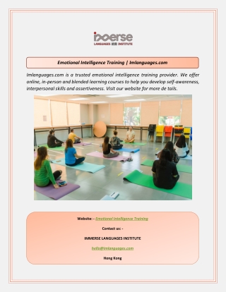 Emotional Intelligence Training  Imlanguages