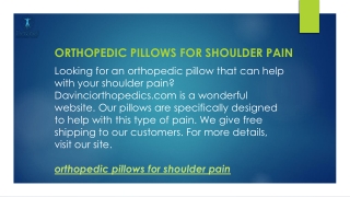 Orthopedic Pillows For Shoulder Pain  Davinciorthopedics.com