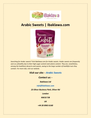 Arabic Sweets | Ibaklawa.com