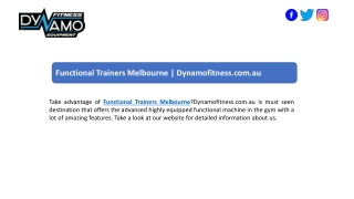 Functional Trainers Melbourne Dynamofitness.com.au