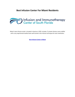 Best Infusion Center in Miami