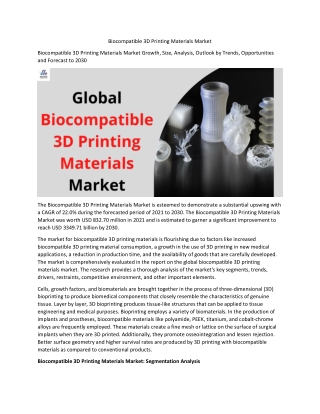 Biocompatible 3D Printing Materials Market