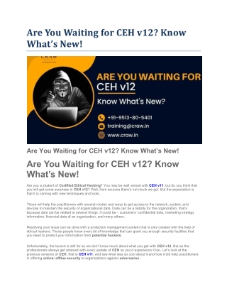 Are You Waiting for CEH v12 Know What’s New