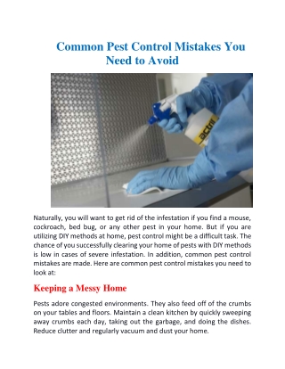 Common pest control mistakes you need to avoid