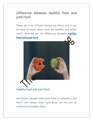Difference between healthy food and junk food