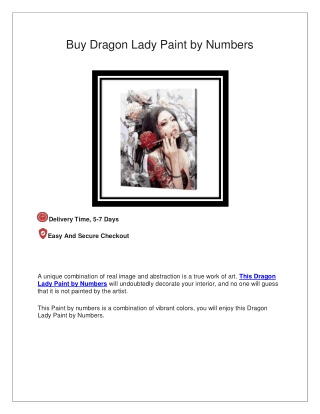 Buy Dragon Lady Paint by Numbers