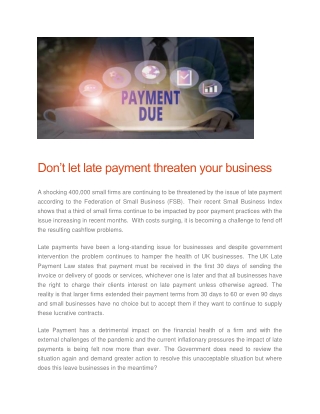 Don't let late payment threaten your business  Pulse Cashflow Finance