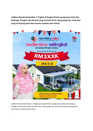 Jadikan Rumah berkembar 1 Tingkat di Sungai Petani syurga buat anda dan keluarga