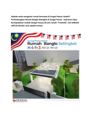 Adakah anda mengintai rumah bertanah di Sungai Petani, Kedah